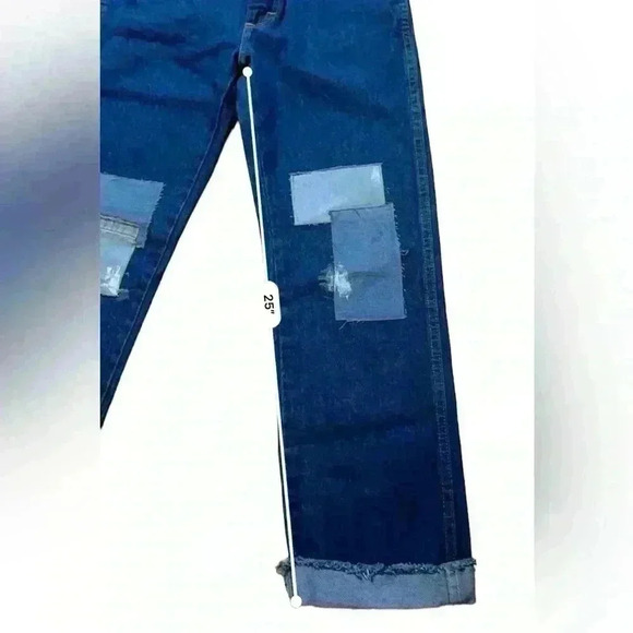 Vintage 90s Patched Rustler Dark Wash Denim Jeans Made in USA Size 28x25 - Picture 11 of 12